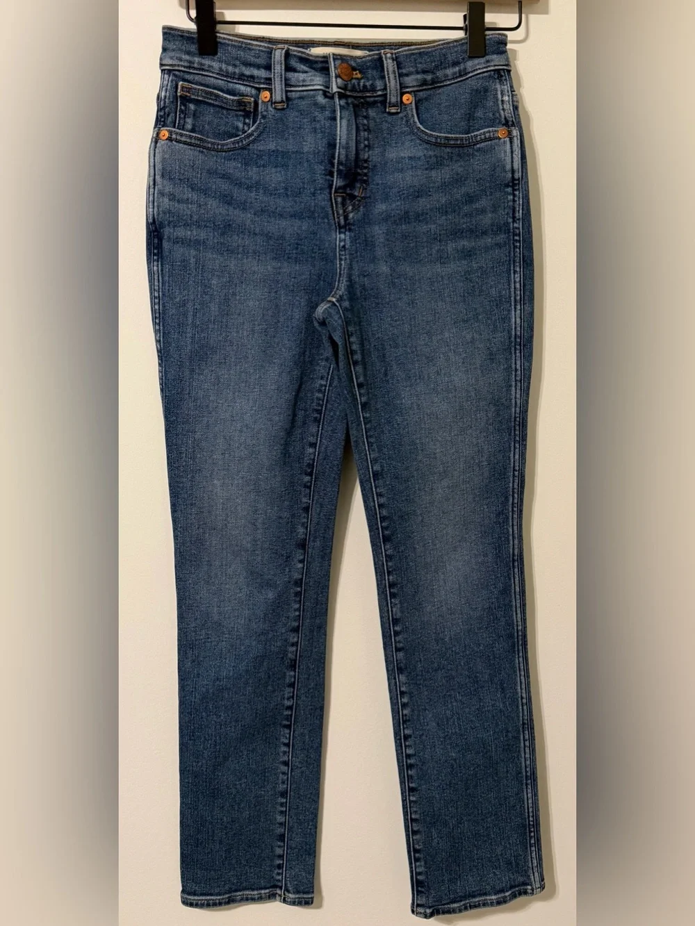 Madewell Mid Rise Stovepipe Jeans Womens 25P Petite Blue Straight Denim